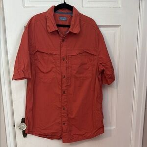 RK Performance Fishing Short Sleeve Men's Large Shirt Orange Multiple Pockets